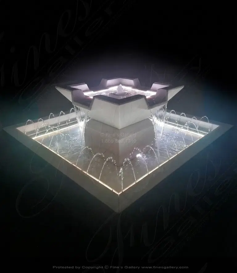 Contemporary Coastal Fountain in Statuary Marble
